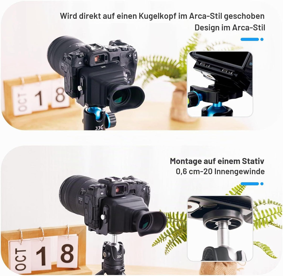 JJC Kamera LCD Sucher, 3X Vergrösserung Kamera Bildschirm Sucher mit Arca-Type Quick Release Platte,