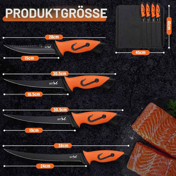 Golden Bird Filetiermesser Fisch set Fischmesser 5Cr15mov Filitiermesser scharf Fisch Full Tang Ausb