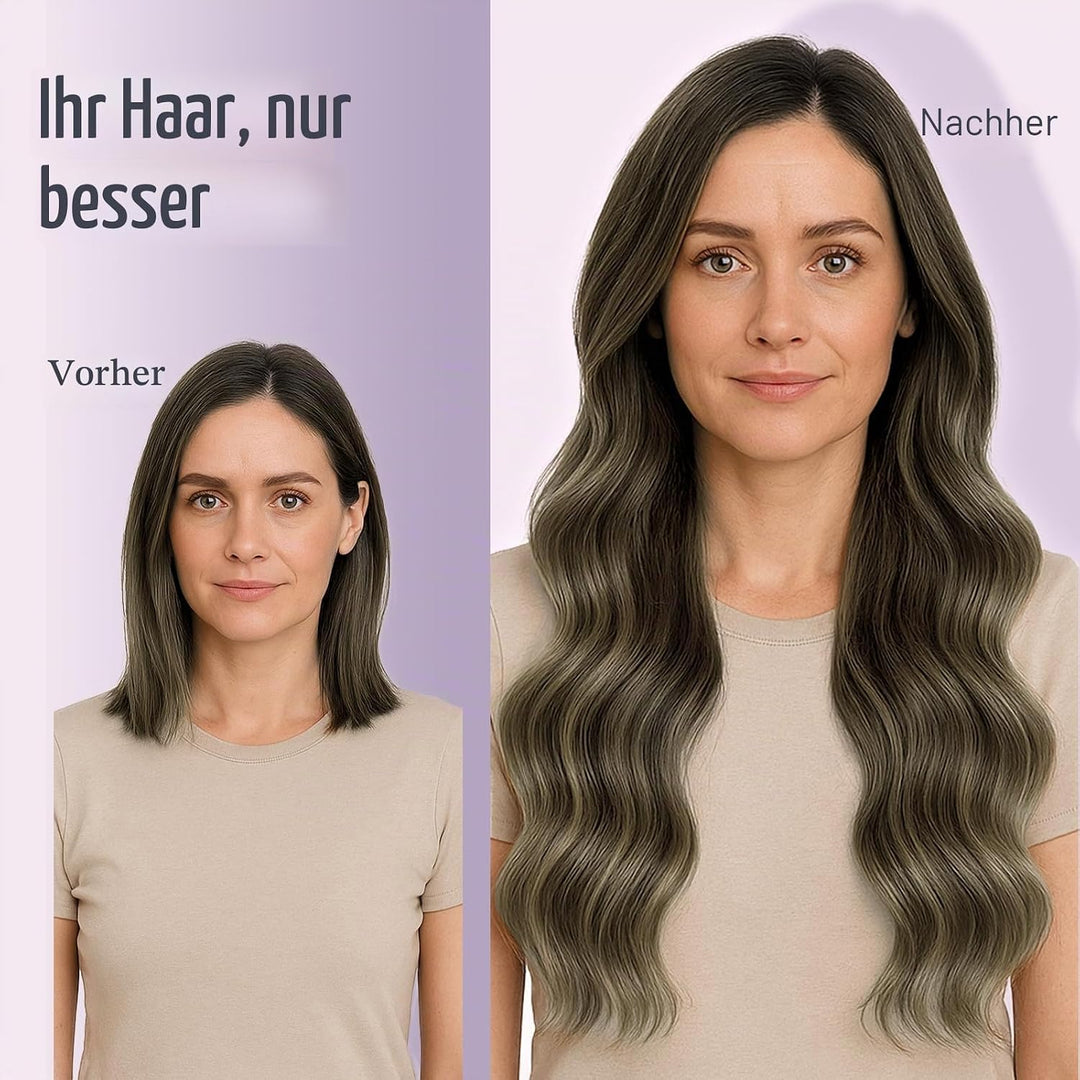 Fshine Echthaar Extensions Tape in Echthaar Balayage Dunkelbraun bis Kastanienbraun 30cm 20 Stücke 3