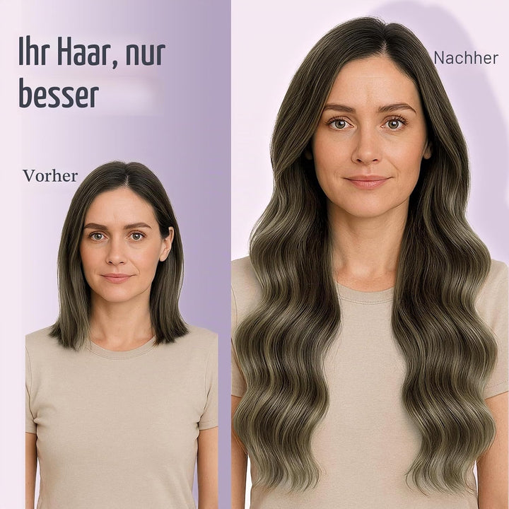Fshine Echthaar Extensions Tape in Echthaar Balayage Dunkelbraun bis Kastanienbraun 30cm 20 Stücke 3