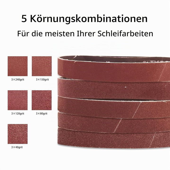 SenmaiTools Schleifbänder 30 X 533 mm, (Korn 40 80 120 150 240) Professionelle Schleifbänder, Schlei