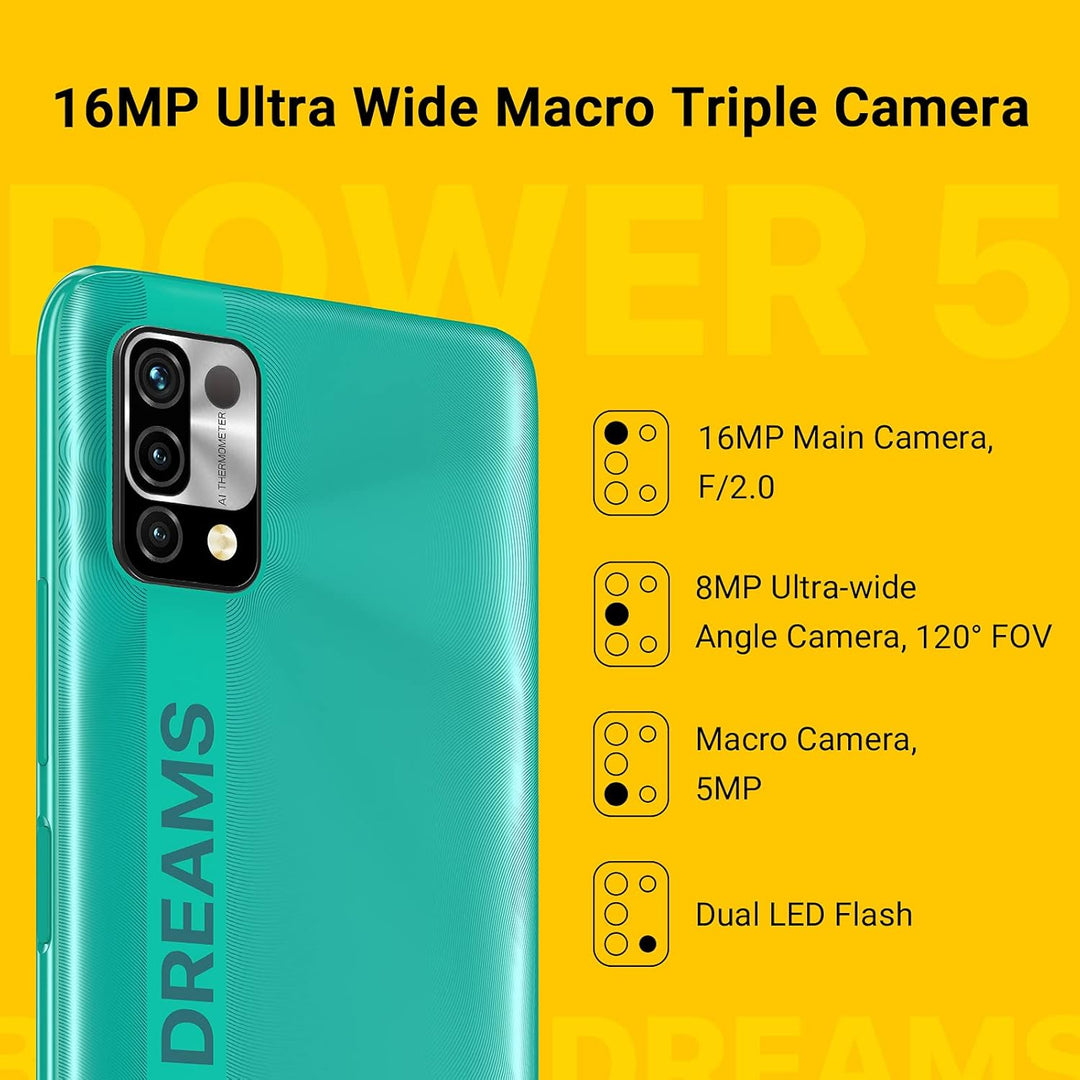 UMIDIGI Power 5 Smartphone Ohne Vertrag,3GB+64GB Handy Günstig,6150mAh Akku,Android 11 Handy ohne ve