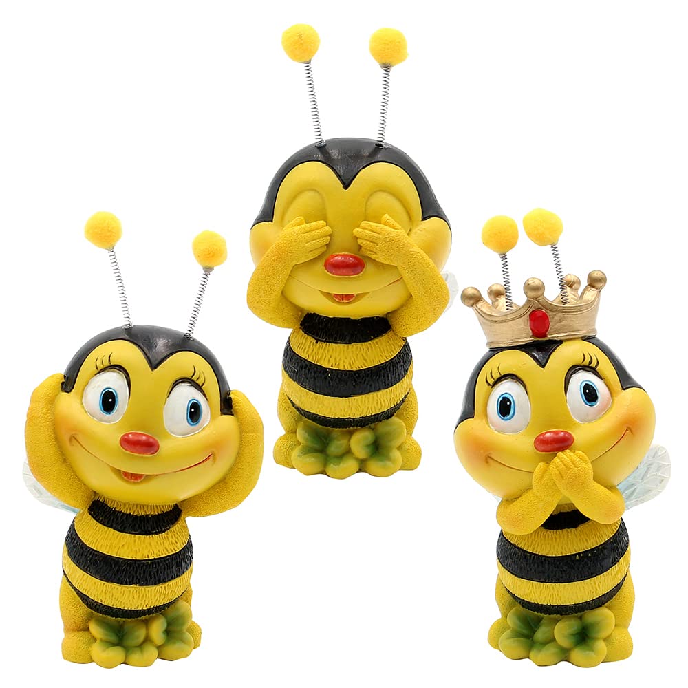Dekohelden24 Dekofigur Bienen 3er Set, Motiv: Nicht sehen, Nicht hören, Nicht sprechen, Gartendeko,
