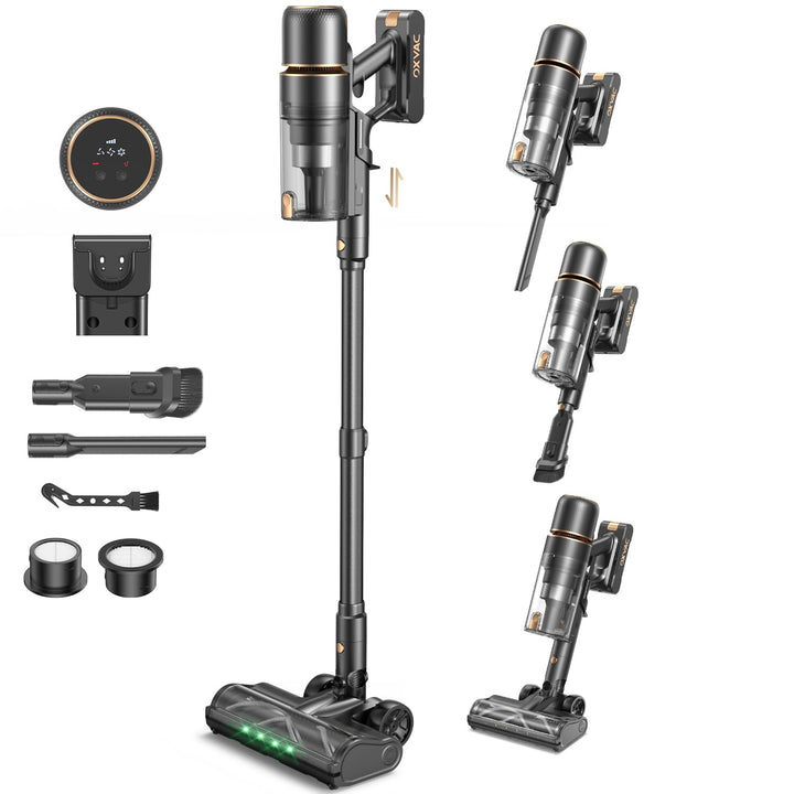 OXVAC Akku Staubsauger kabellos 58KPa/70Min/600W Smart Display 1,8L Behälter HEPA-Abstreifer selbsts