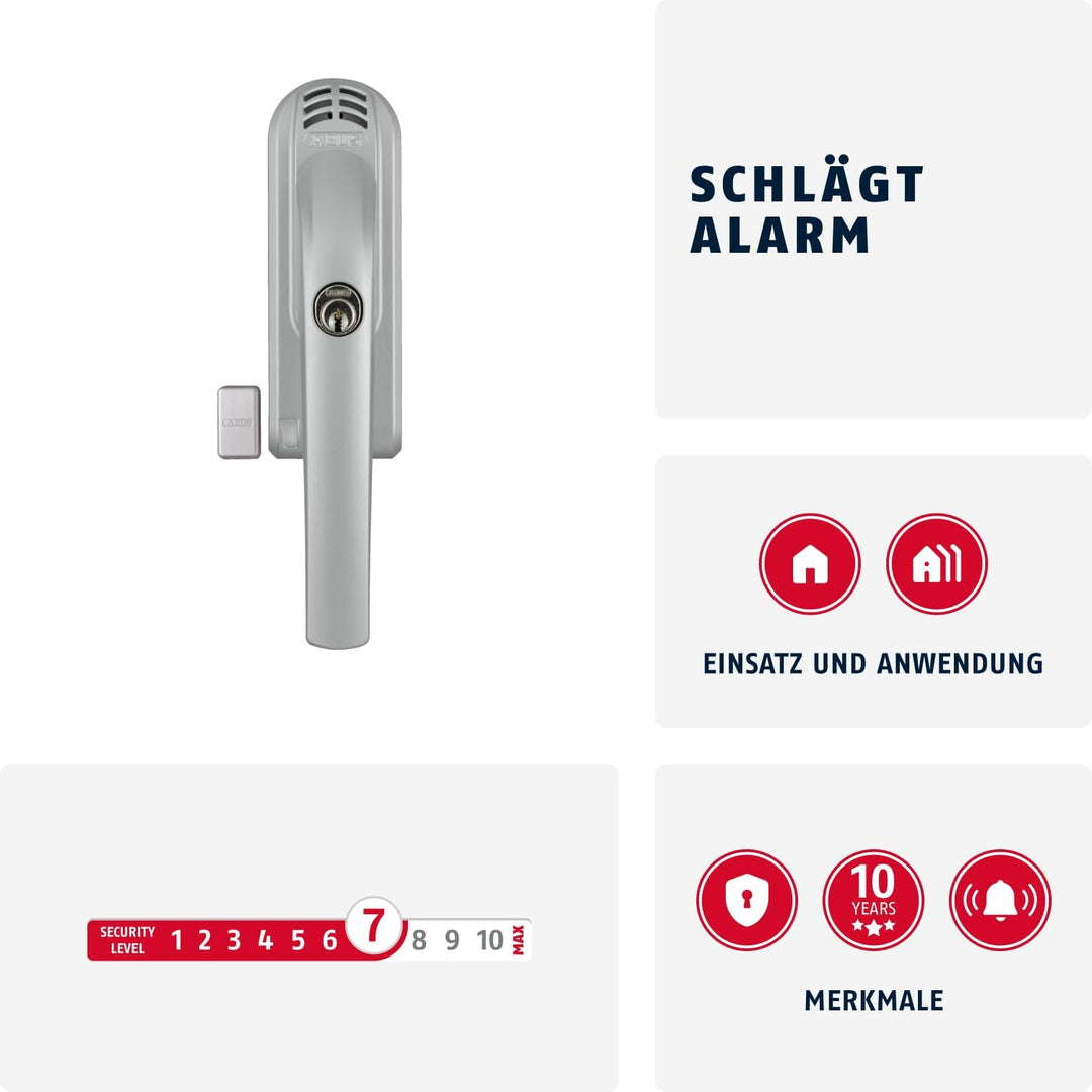 ABUS Abschliessbarer Fenstergriff FG300A - Fensterknauf mit Druckzylinder und Alarmfunktion, verschi