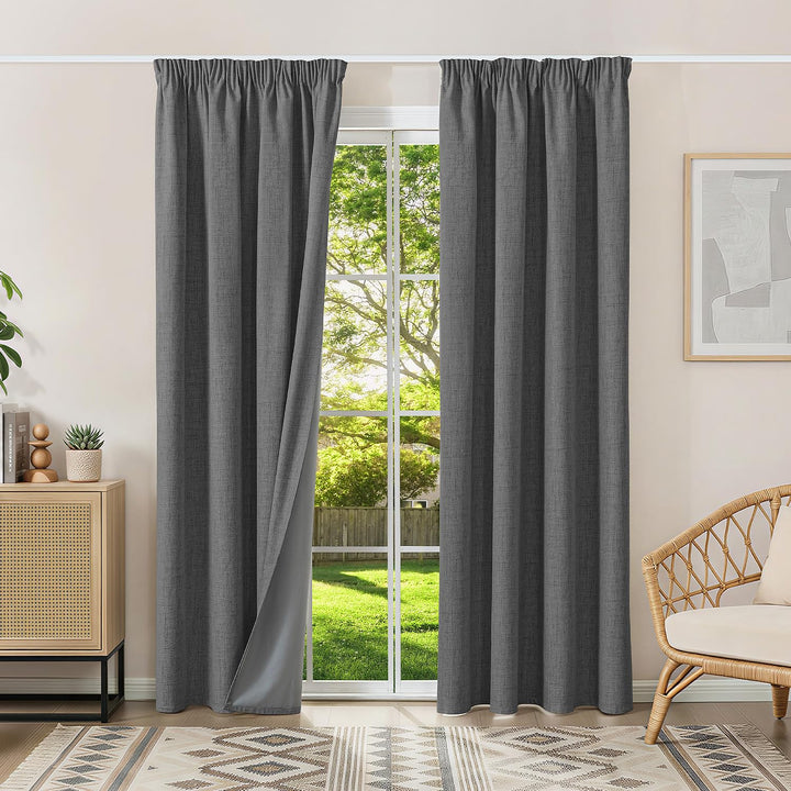 100% Verdunklungsvorhänge Thermovorhänge Kälteschutz Gardinen mit Kräuselband 200 x 140 cm (HxB) 2er