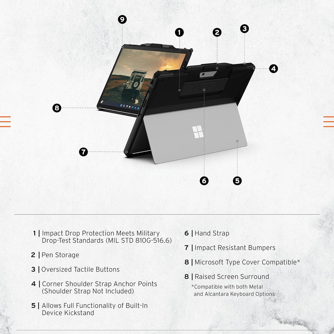 Urban Armor Gear Scout Handstrap Case für Microsoft Surface Pro 9 Hülle [Offiziell Designed for Surf