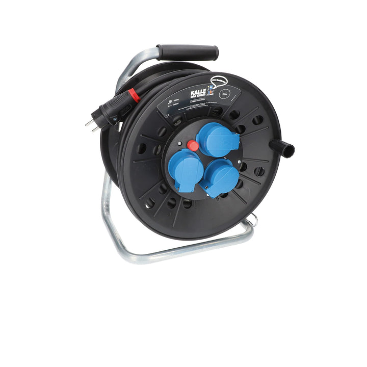 KALLE DAS KABEL Kabeltrommel Classic mit 3 Schukosteckdosen H07RN-F 3G 2,5mm² 25 Meter für Handwerke