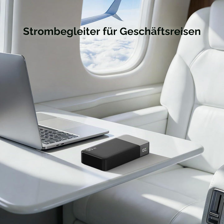 JUOVI Power Bank, 90W Laptop Powerbank 20000mAh USB-C Schnellladefunktion Schwarz, Schwarz