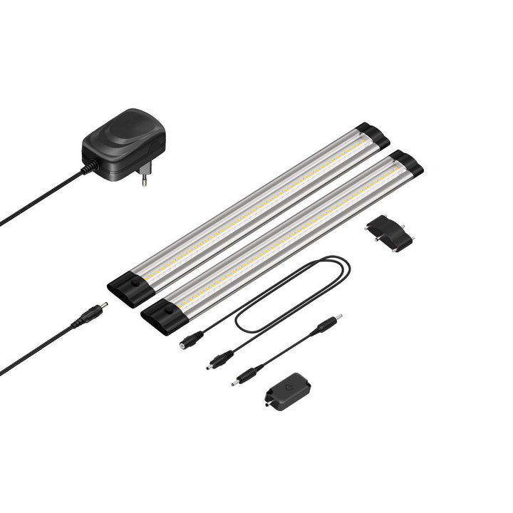 parlat LED Unterbau-Leuchte Siris, Touch-Dimmer, flach, 30cm, je 370lm, weiss, 2er Set