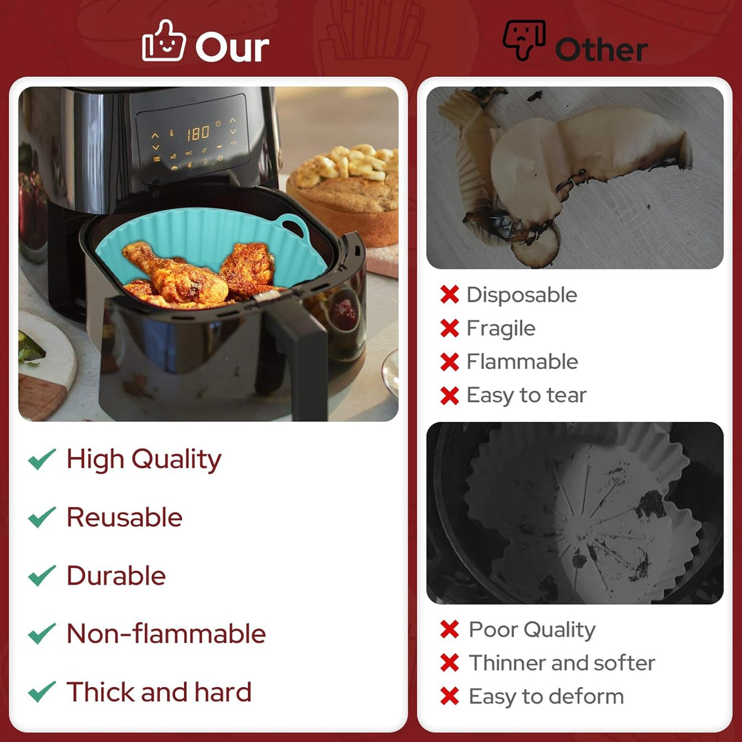 Alyvisun Silikonform für Heissluftfritteuse, 3 Stück Air Fryer Silikonmatte Wiederverwendbar Silikon