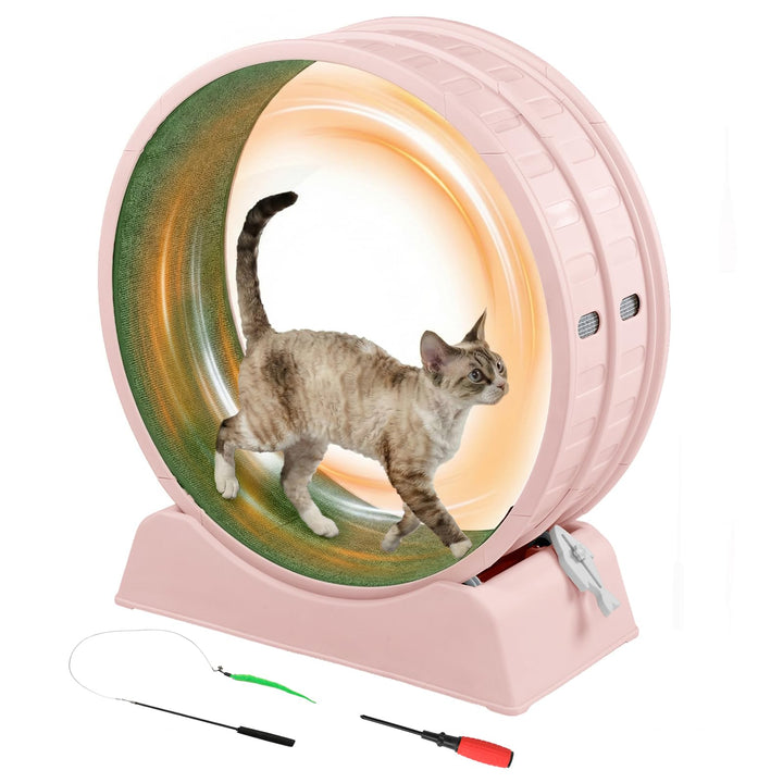 LEADZM Katzenlaufrad 80cm Durchmesser - Laufrad Katze aus Kunststoff, Inklusive Teppich und Katzensp
