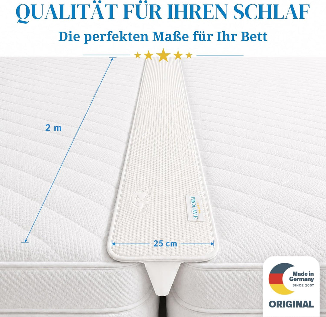 PROCAVE Doppelbettbrücke mit Silver Protect-Bezug 25 x 200 cm, ein Matratzen Ritzenfüller verbindet