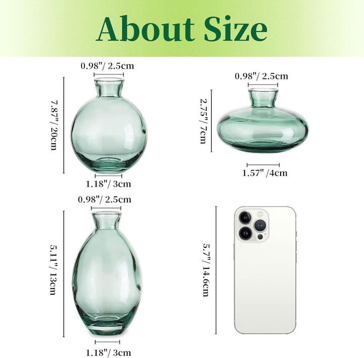 Kleine Vasen Für Tischdeko Aus Hewory, 6 Stück Vase Glas Mini Vasen Set Modern Glasvase Grün Kleine