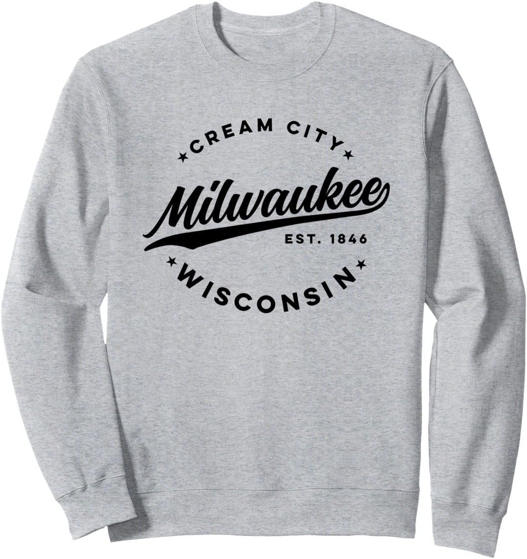 Vintage Milwaukee Wisconsin Cream City Black Text Sweatshirt