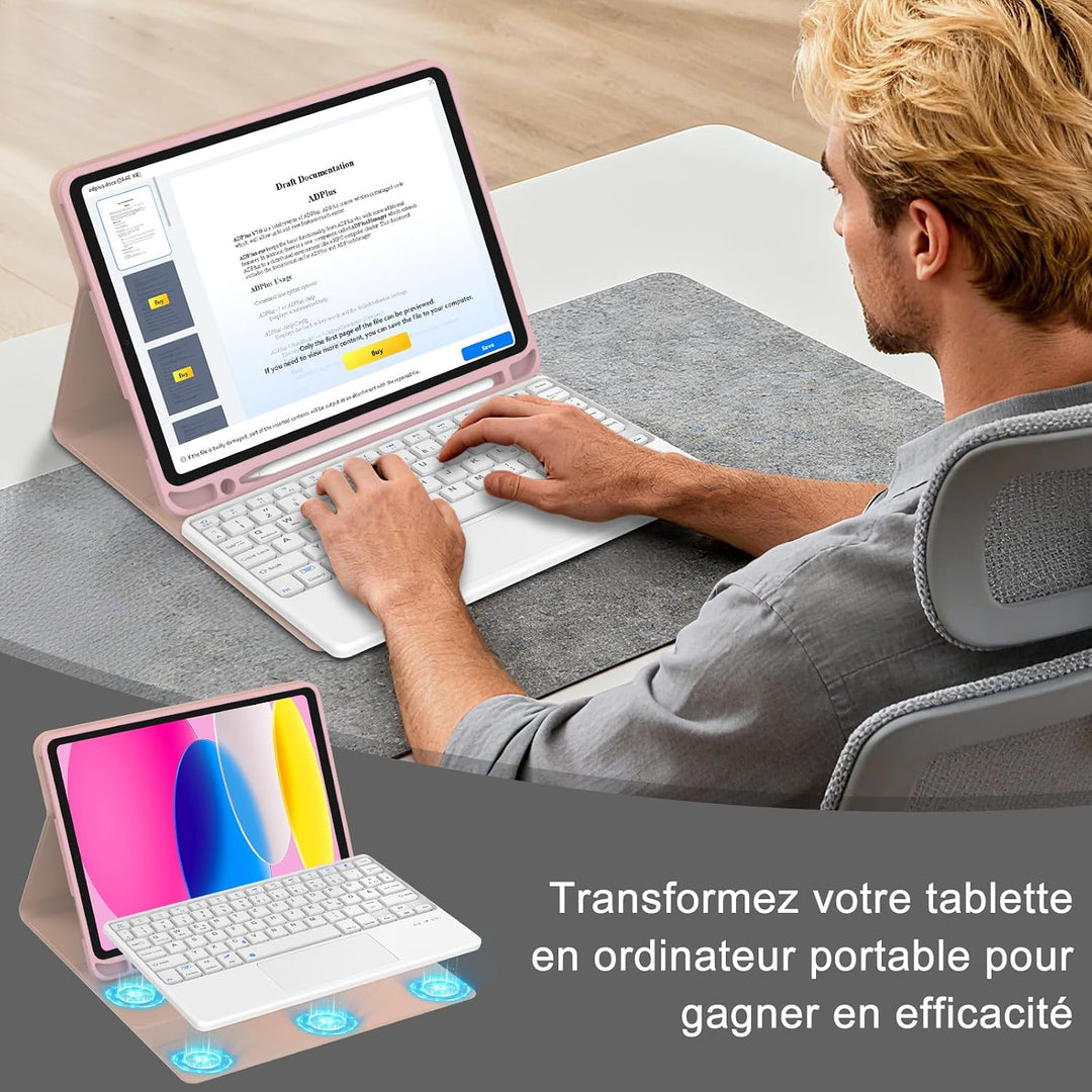 Hülle Tastatur für iPad (A16) 11/10 Generation (2025/2022) 11/10.9 Zoll | Mit Trackpad Magnetisch Ab