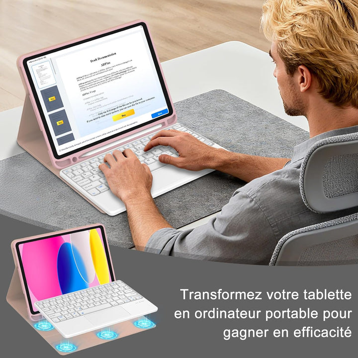 Hülle Tastatur für iPad (A16) 11/10 Generation (2025/2022) 11/10.9 Zoll | Mit Trackpad Magnetisch Ab