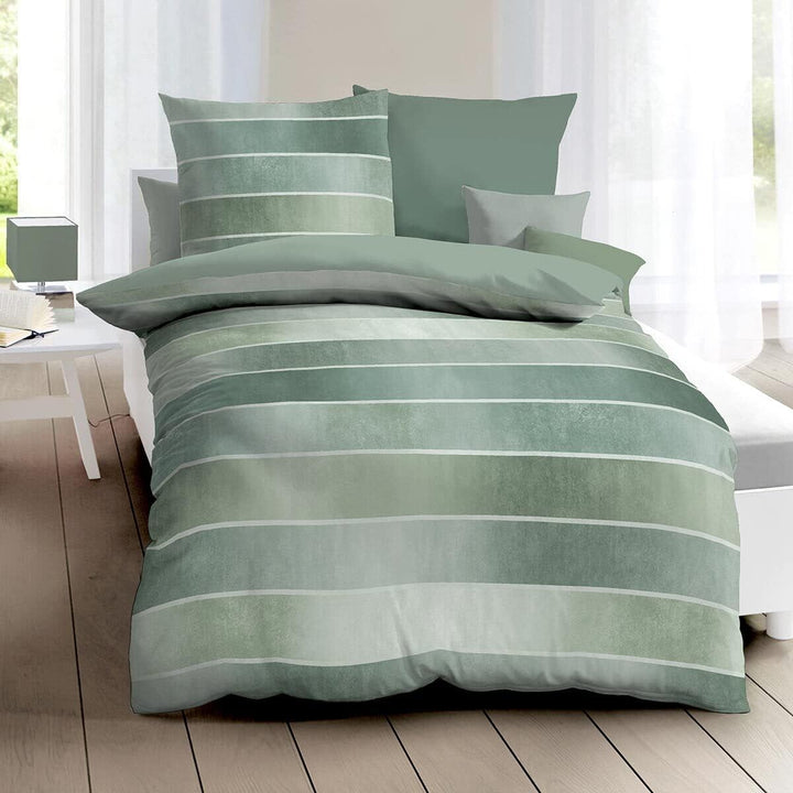 Kaeppel Mako-Satin Bettwäsche Timeless Jade, 1 Bettbezug 155 x 220 cm + 1 Kissenbezug 80 x 80 cm Jad