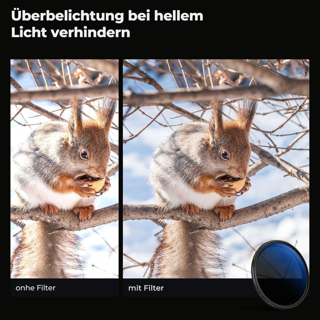 K&F CONCEPT 49mm ND Filter Variabler Graufilter ND2-ND400 (1-9 Blendenstufen) mit DREI Reinigungstüc