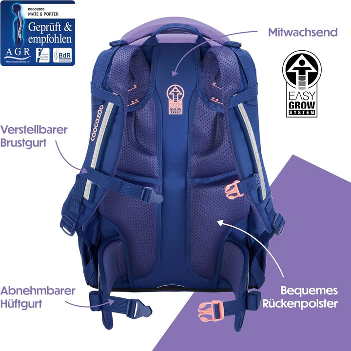 coocazoo Schulrucksack Mate, ergonomischer & anpassbarer Tornister, höhen- & grössenverstellbar, mit