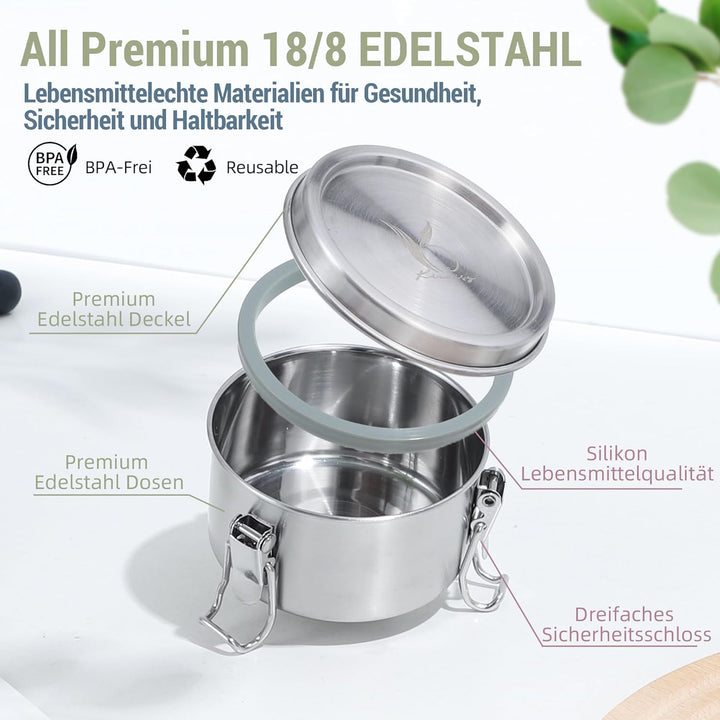 Kieaisy Edelstahl Dose (3 Stück), Lebensmittelbehälter Kinder, 400ml Klein Dosen, Snackbox, Aufbewah