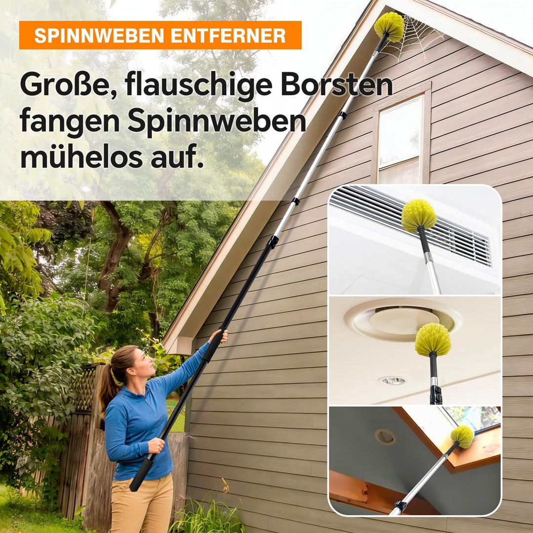 ARTIPOLY 6 m Staubwedel mit Teleskopstiel Set, 5-in-1 Staubwedel für hohe Reichweite mit Chenille Fe