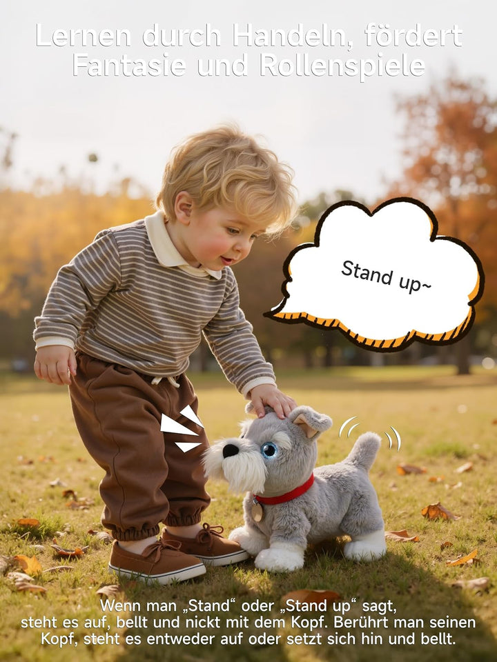 TUMAMA KIDS Interaktives Hund Spielzeug Kinder 6 Musik, Laufender Hund mit Schallsteuerung der Läuft