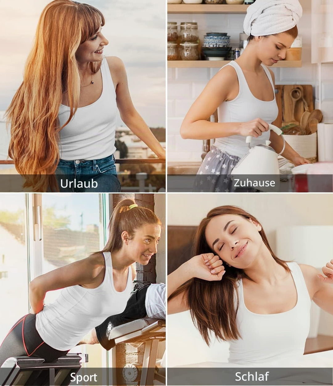 vislivin Elastische Tank Tops für Damen Unterhemden 3/4er Pack, M 4er Pack - Schwarz/Dunkelblau/Grau