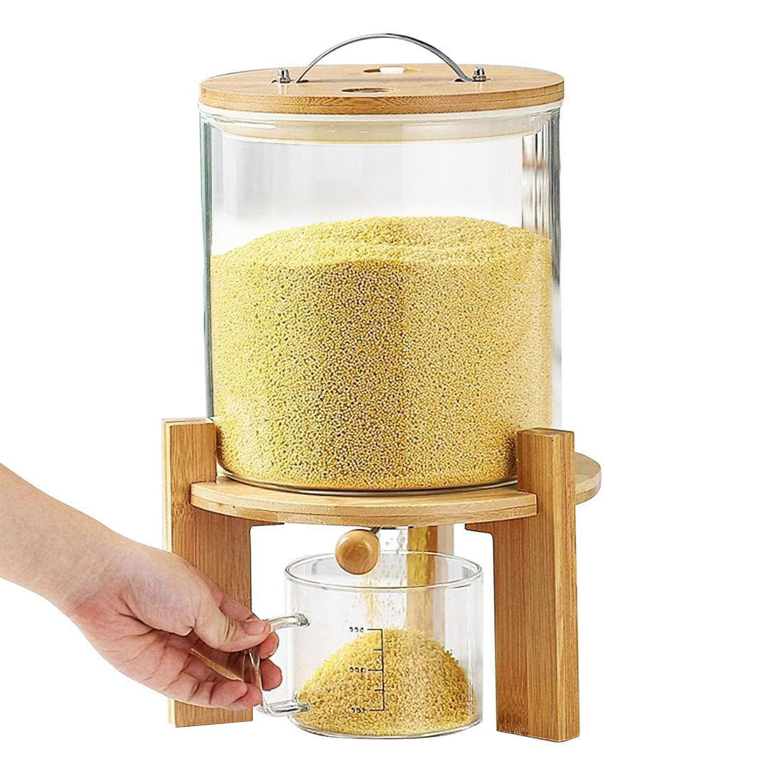Reisbehälter, Rice Dispenser mit Messbecher Glas, Müslispender Glas, Versiegelter Cerealienspender M