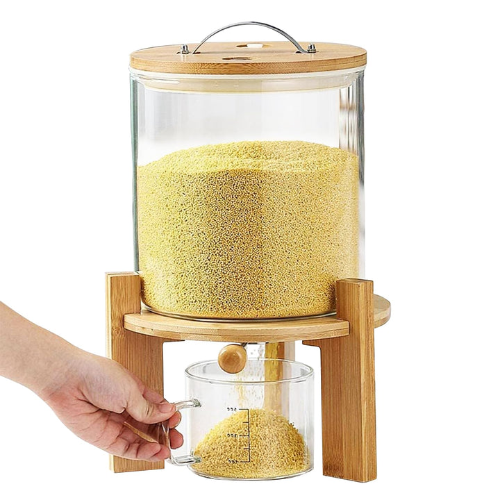 Reisbehälter, Rice Dispenser mit Messbecher Glas, Müslispender Glas, Versiegelter Cerealienspender M