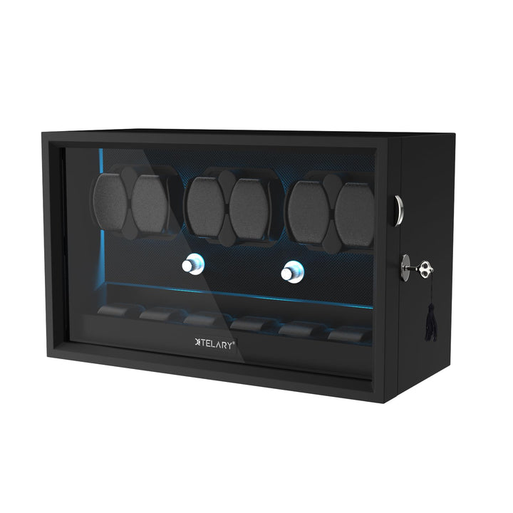 XTELARY Uhrenbeweger, Automatische Uhrenbewegerbox für 6/8 Uhren mit 6/4 flexiblem Uhrenaufbewahrung