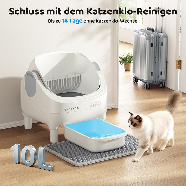 Thereye Selbstreinigende Katzentoilette XXL Kapazität,Katzenklo Selbstreinigend Offenes mit App-Steu