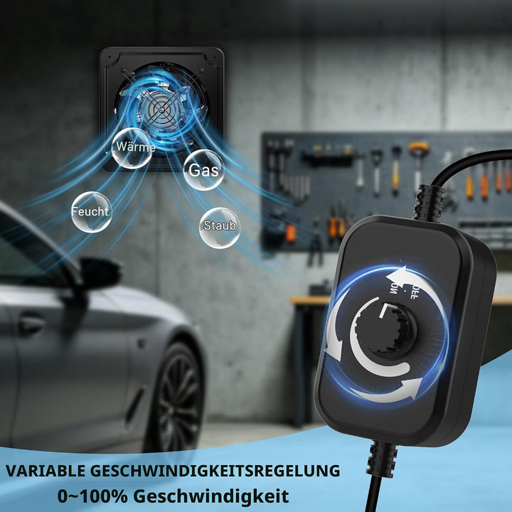 Abluftventilator 150mm Leiser Badlüfter 527m³/h mit Regler Schwarz | mit Rücklaufklappe Leistungssta