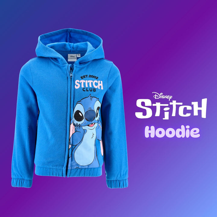 Disney Stitch Mädchen Kapuzenpullover, Pullover mit Reissverschluss, Geschenk für Mädchen, Grössen 3