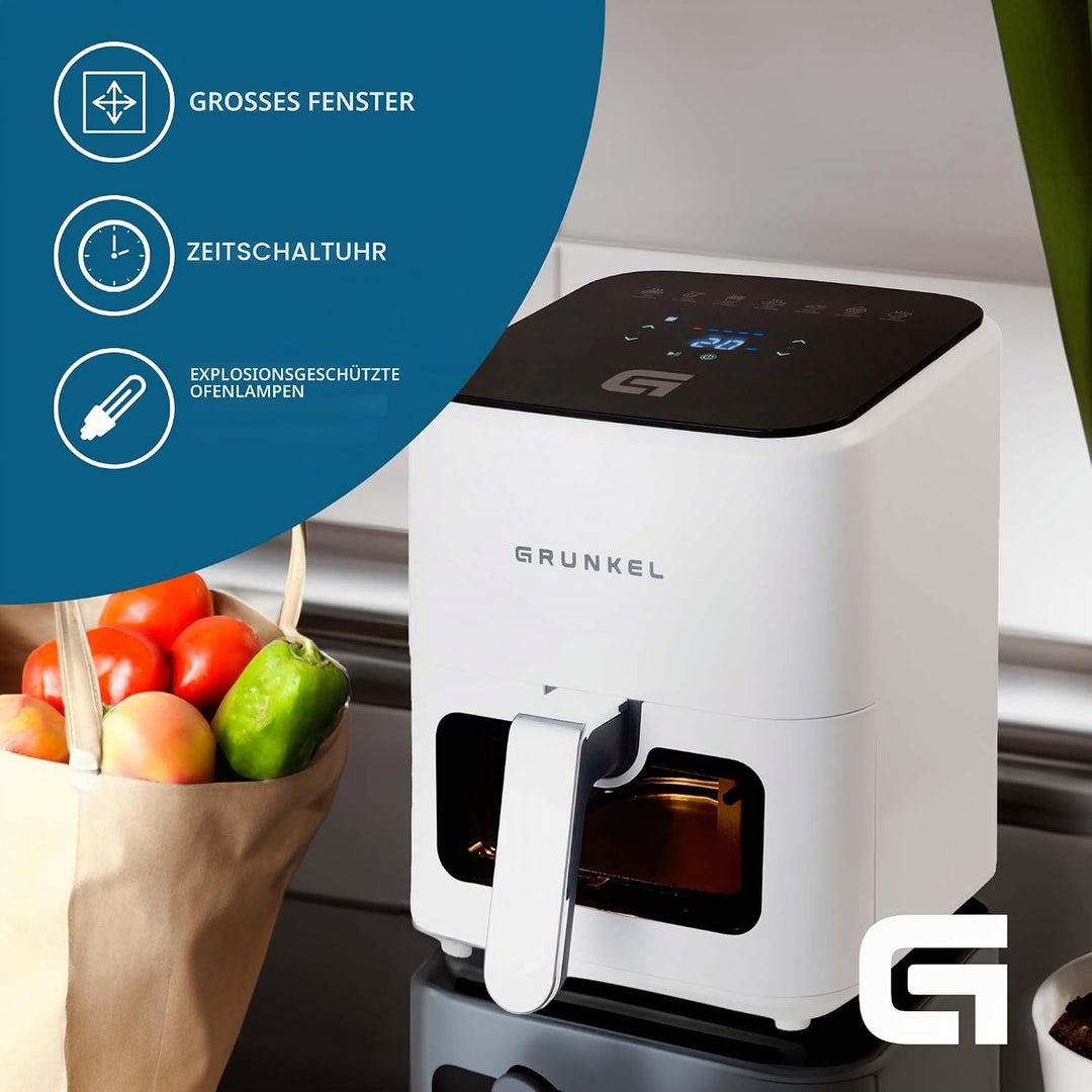 Grunkel 4l 1200w Air Fryer 4L 33 cm x 23 cm x 31 cm Weiss, 33 cm x 23 cm x 31 cm Weiss