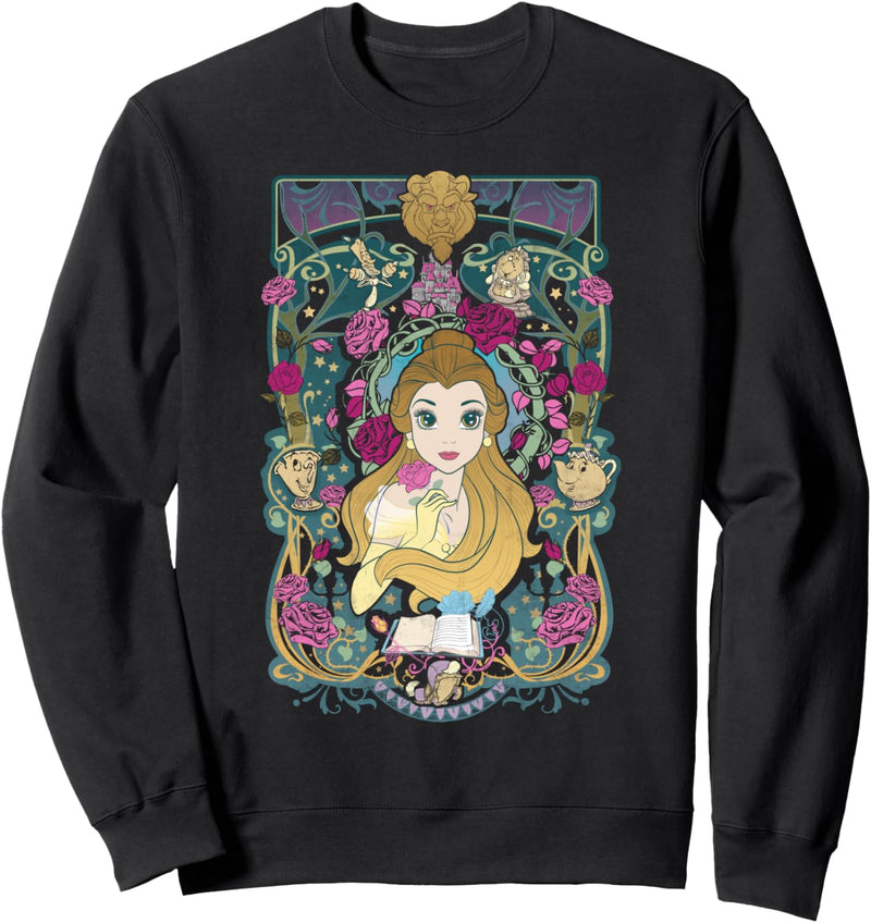 Disney Beauty And The Beast Belle And Friends Floral Poster Sweatshirt