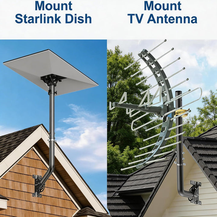 Antennenhalterung Wandhalterung 3,5 cm x 71 cm, TV Antennenmast aus lackiertem Eisen, verstellbare D