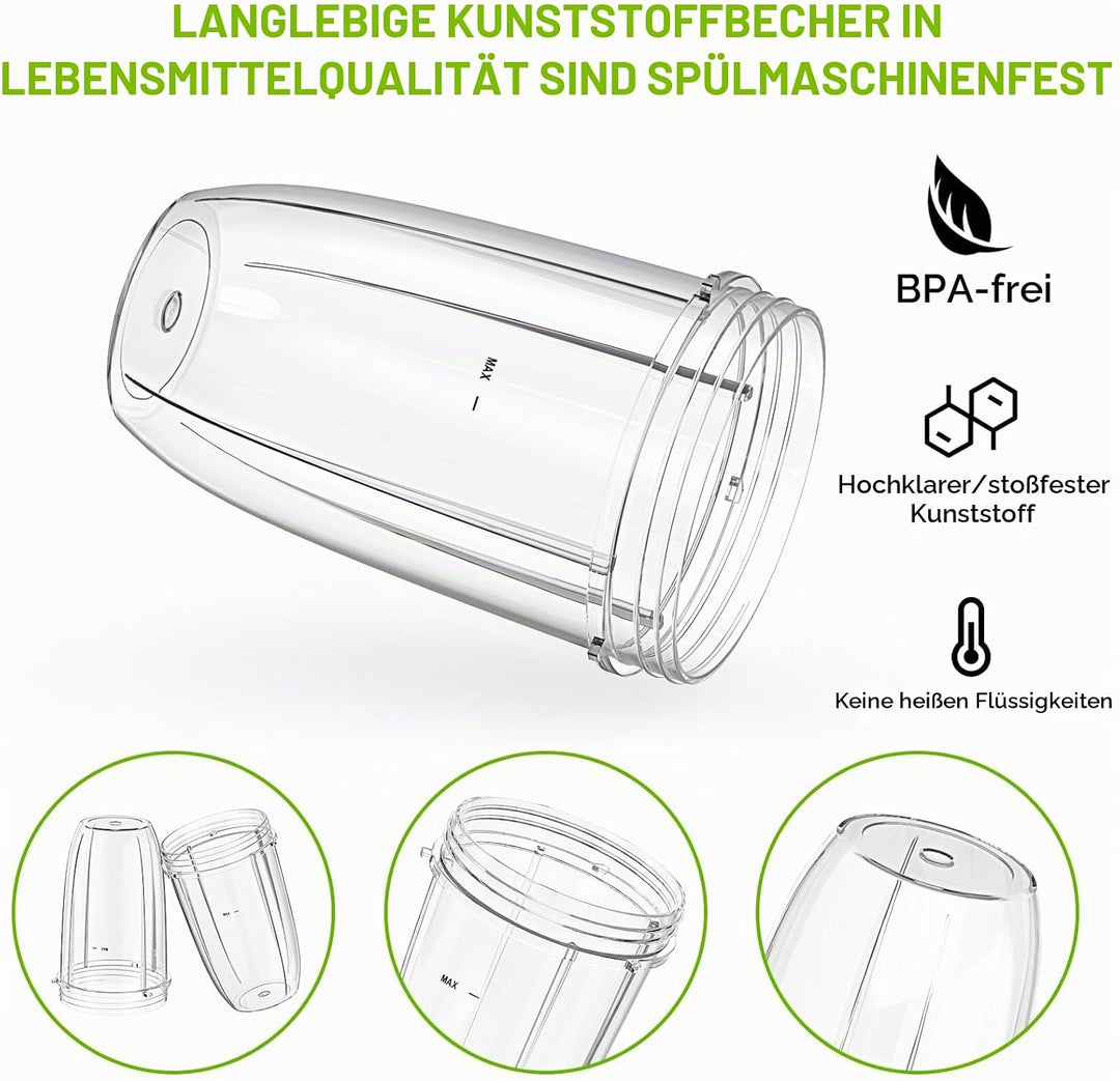 2-Pack 24 oz Ersatzbecher (680 ml) für Mixer, Kompatibel mit NutriBullet 600 W &amp; 900 W Extractor Kli