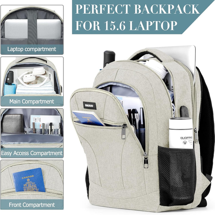 BIKROD Rucksack Herren und Damen, Schulrucksack Jungen Mädchen Teenager, 15.6 Zoll Laptop Arbeit Day