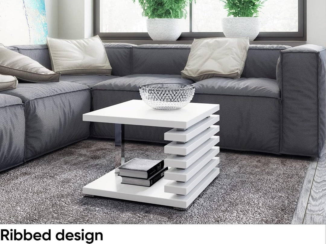 MEBLINI Kleiner Couchtisch Quadratisch mit Stauraum für Wohnzimmer - Wohnzimmertisch Modern Klein -