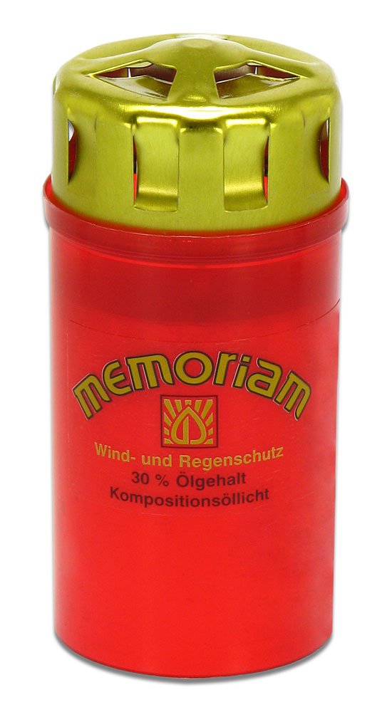 Aeterna Gabkerzen Memoriam Nr. 23 mit Sturmdeckel - 2,5 Tage Brenndauer - 20 Stück (Rot), Rot