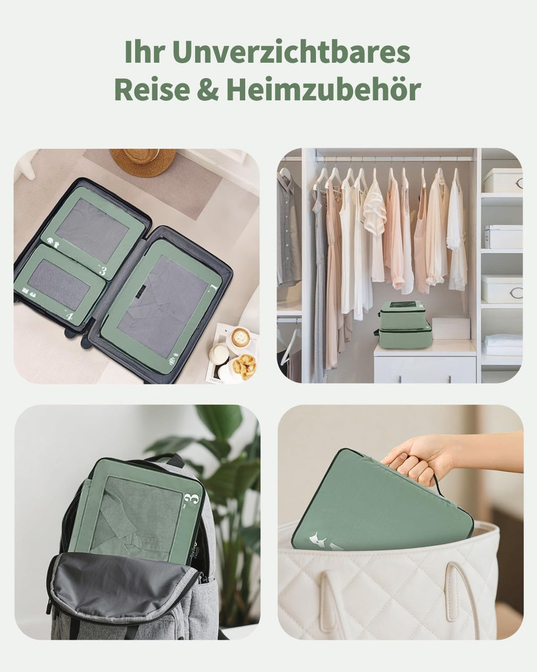 ECOHUB 7 Teilig Koffer Organizer Set, Packing Cubes mit Reissverschluss, Recyceltes PET Packwürfel S