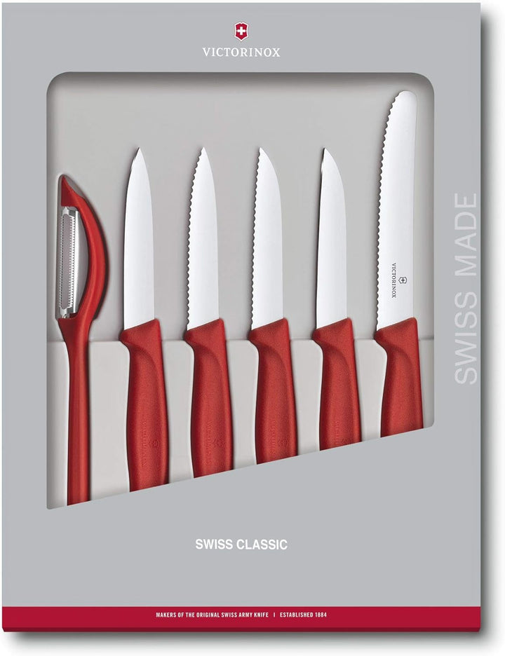 Victorinox, Swiss Classic, Profi Gemüsemesser-Set, 6-teilig, Extra Scharf, Robuster Kunststoffgriff,