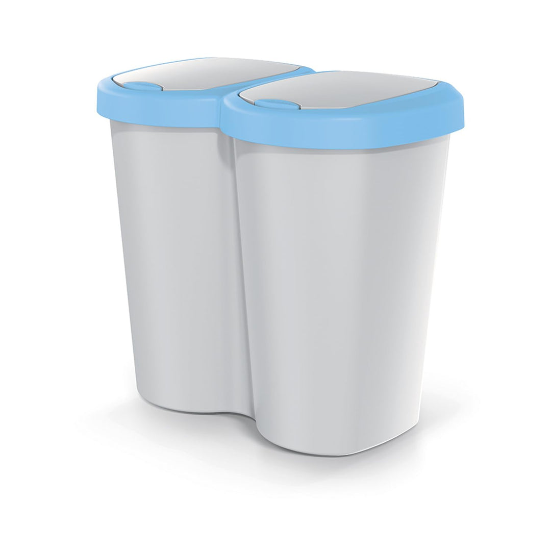 Keden Compacta B Duo 40L Abfalleimer Wandmontage – Einkammer Mülltrennsystem mit Zwei Deckeln, Hygie