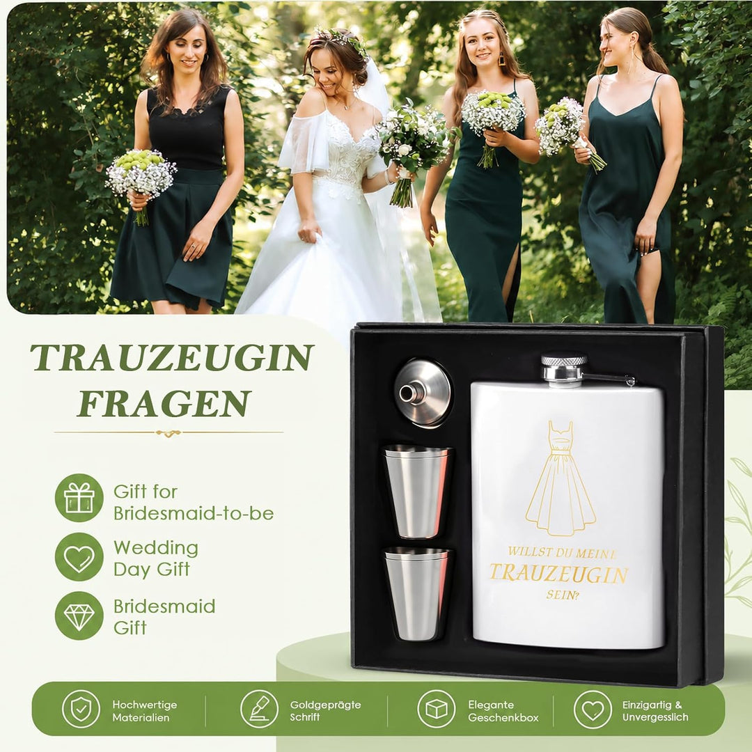 8 Stück Trauzeugin Fragen Flachmann Willst Du Meine Trauzeugin Sein Mit Karte 8oz Flachmann Mit Grav