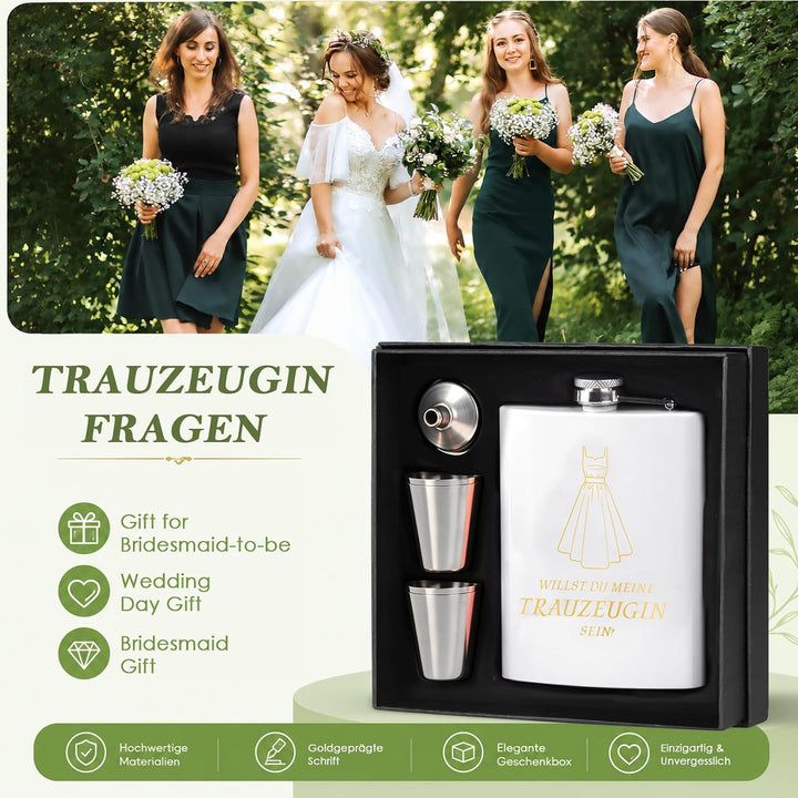 8 Stück Trauzeugin Fragen Flachmann Willst Du Meine Trauzeugin Sein Mit Karte 8oz Flachmann Mit Grav