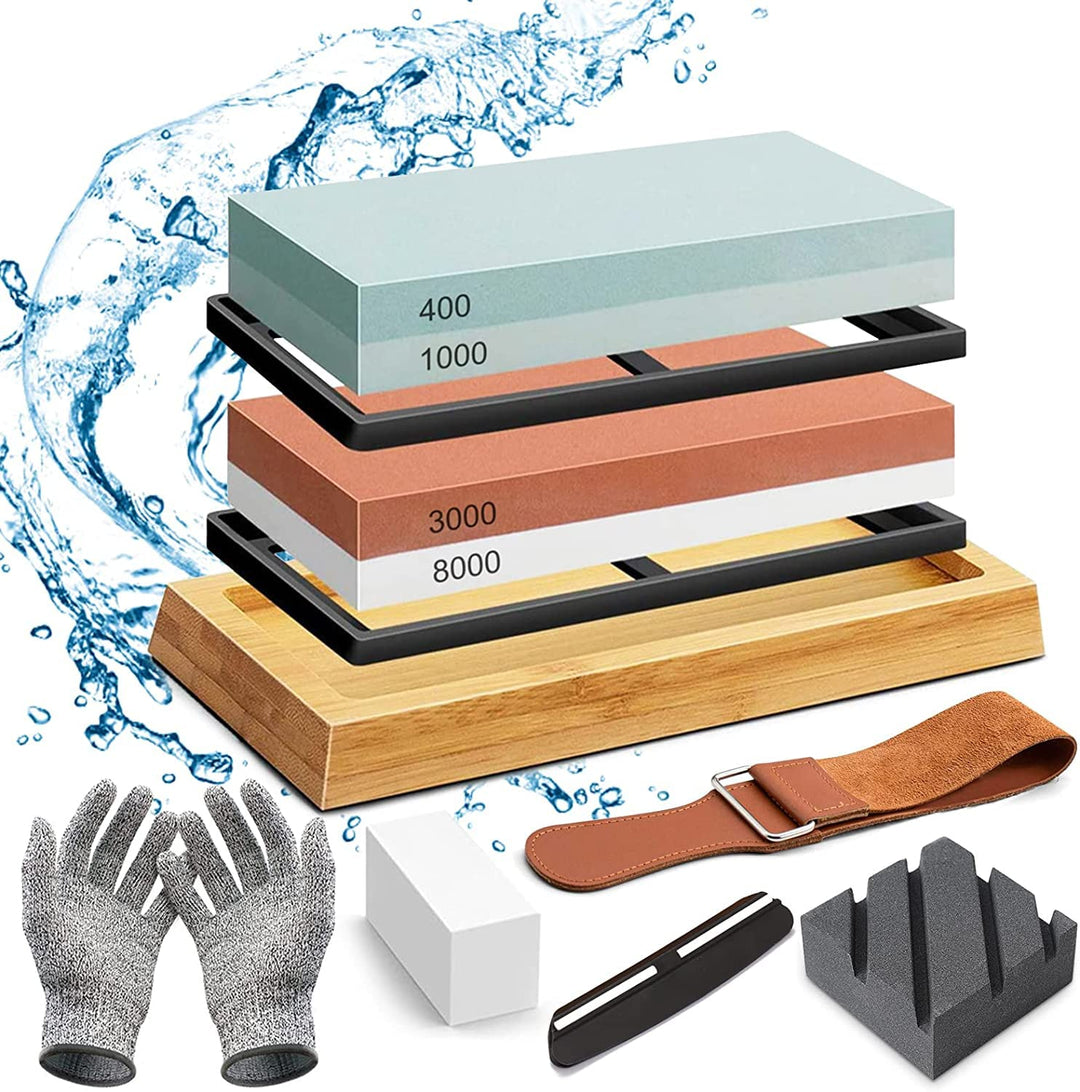 Schleifstein Set,Abziehstein Schleifstein Set,doppelseitig 400/1000 und 3000/8000 Grit Schleifsteine
