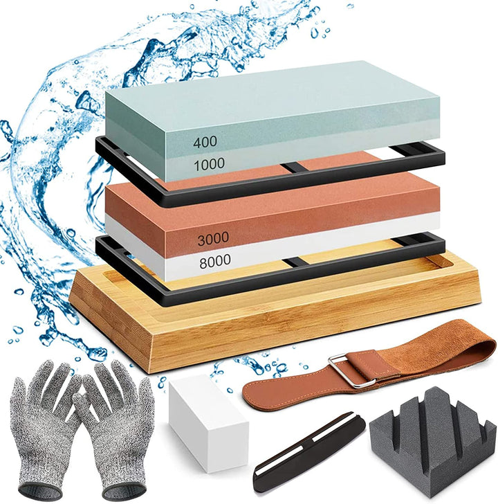 Schleifstein Set,Abziehstein Schleifstein Set,doppelseitig 400/1000 und 3000/8000 Grit Schleifsteine