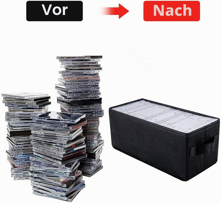 UENTIP CD-Aufbewahrungsbox, 1 Stück, CD-Hülle, 33,5 x 15 x 13,5 cm, Behälter für 30 CDs in vollen Ju