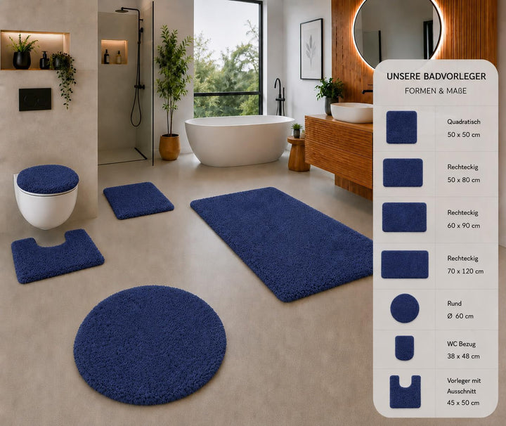 Brandsseller Badematte 70x120 cm Badezimmerteppich Badvorleger Badeteppich Blau 70x120 cm Blau, 70x1